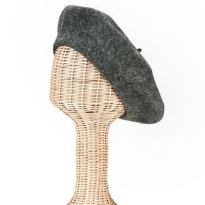 Wool Beret Hat French Charcoal Gray